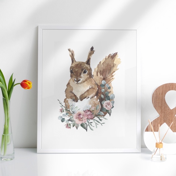 Squirrel Wall Art Watercolor Illustration Print Poster Unframed - Picture 2 of 10